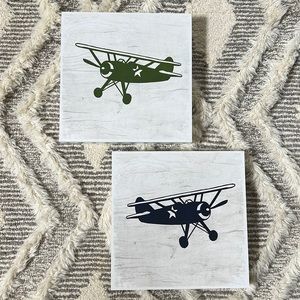 Kids bedroom decor Airplane artwork.